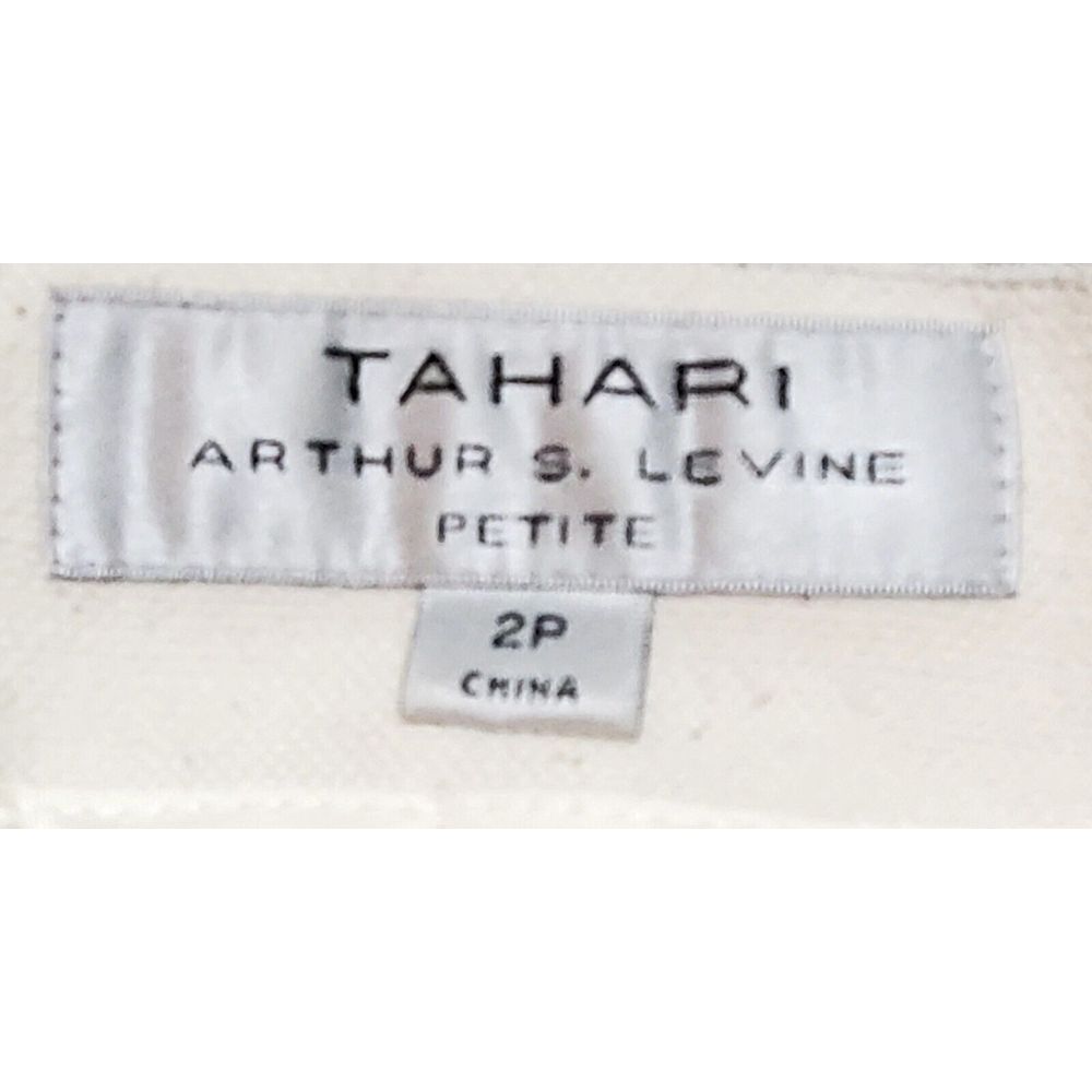 Tahari Open Blazer Jacket 2P Arthur S. Levine Woven Cream/Black/Gold Fringe Edge - Picture 7 of 10